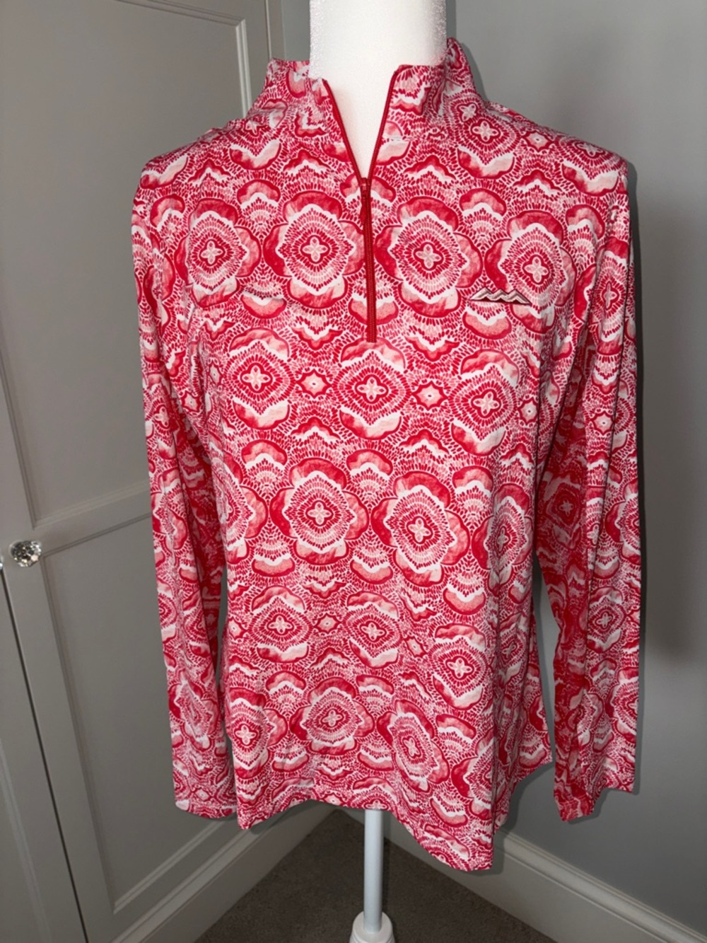 IBKUL Red & White Printed Long Sleeve Pullover